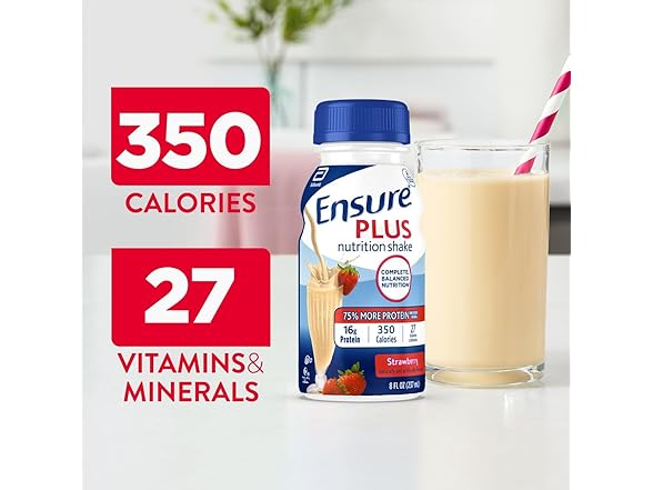 6PK Ensure Plus Strawberry Nutrition Shake