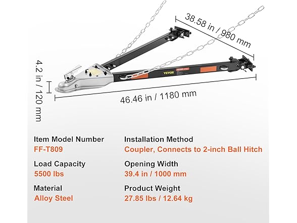 VEVOR Tow Bar, 5500 lbs