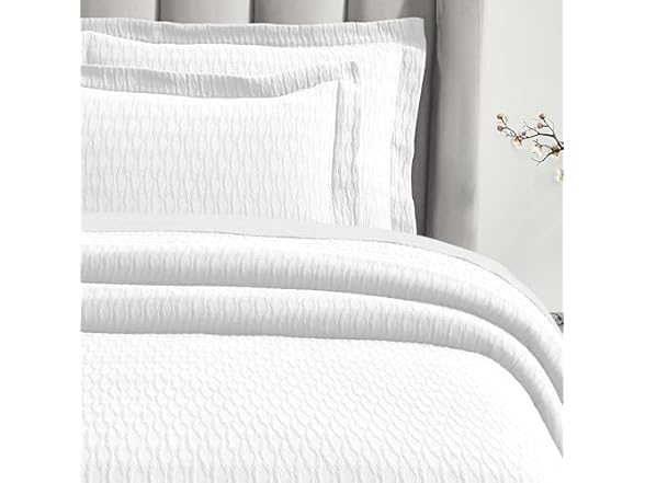 Superior Cotton Bedspread Set Matelasse Weave Diamond Lattice