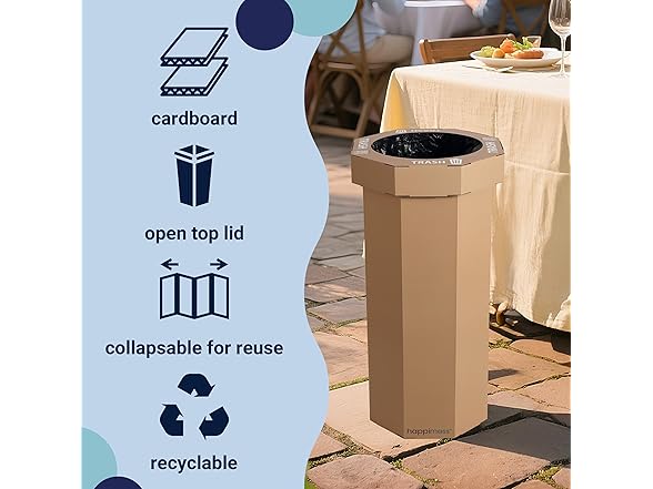 Fleur 25-Gallon Traditional Classic Disposable Corrugated Cardboard Event Trash Can 