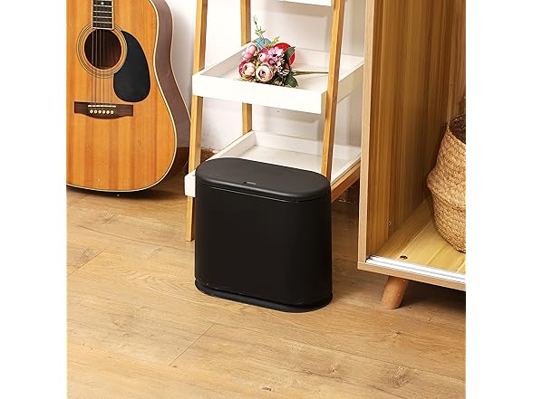 3.17G/12L Black Slim Bathroom Trash Can