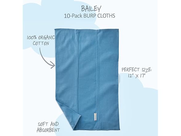 Butterblu Bailey 10-Pack Burp Cloths