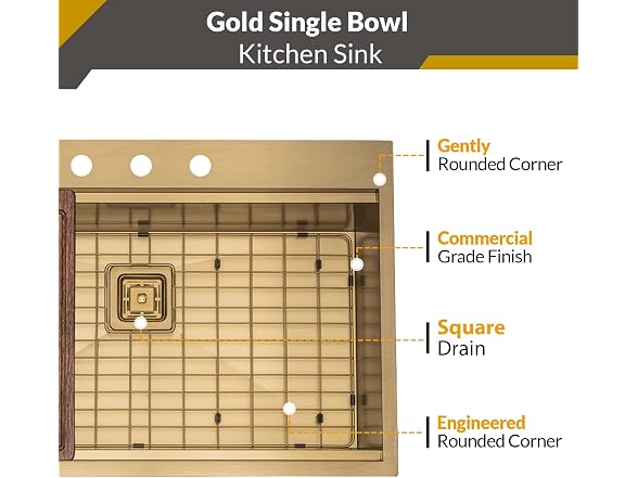 Strictly Sinks 33 Inch Gold Top Mount Workstation  - Gallery 5
