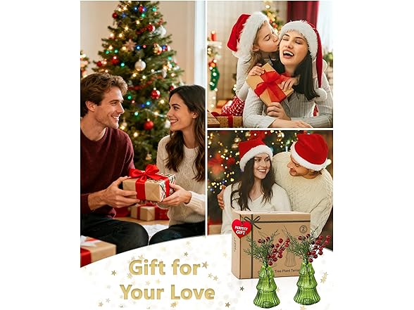 Christmas Tree Glass Terrarium Vases 4pc or 6pc
