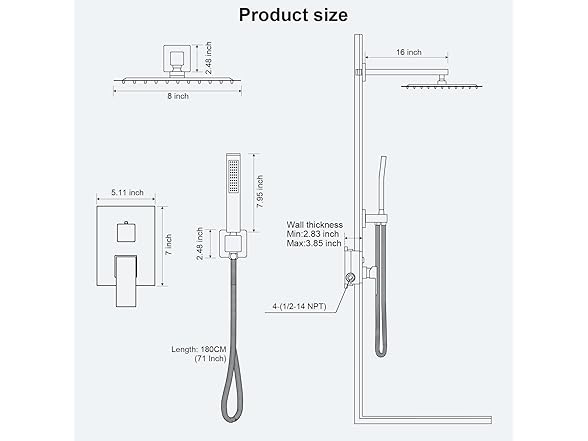 FPXRNG Shower Faucet Set 10 inch
