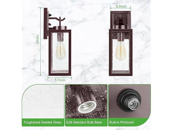 VerRon 2-Pk Outdoor Wall Lantern, Bronze