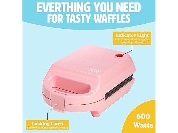 Tasty Mini Nonstick Waffle Maker Pink