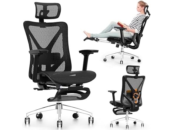 GABRYLLY Ergonomic Office Chair w-Footrest