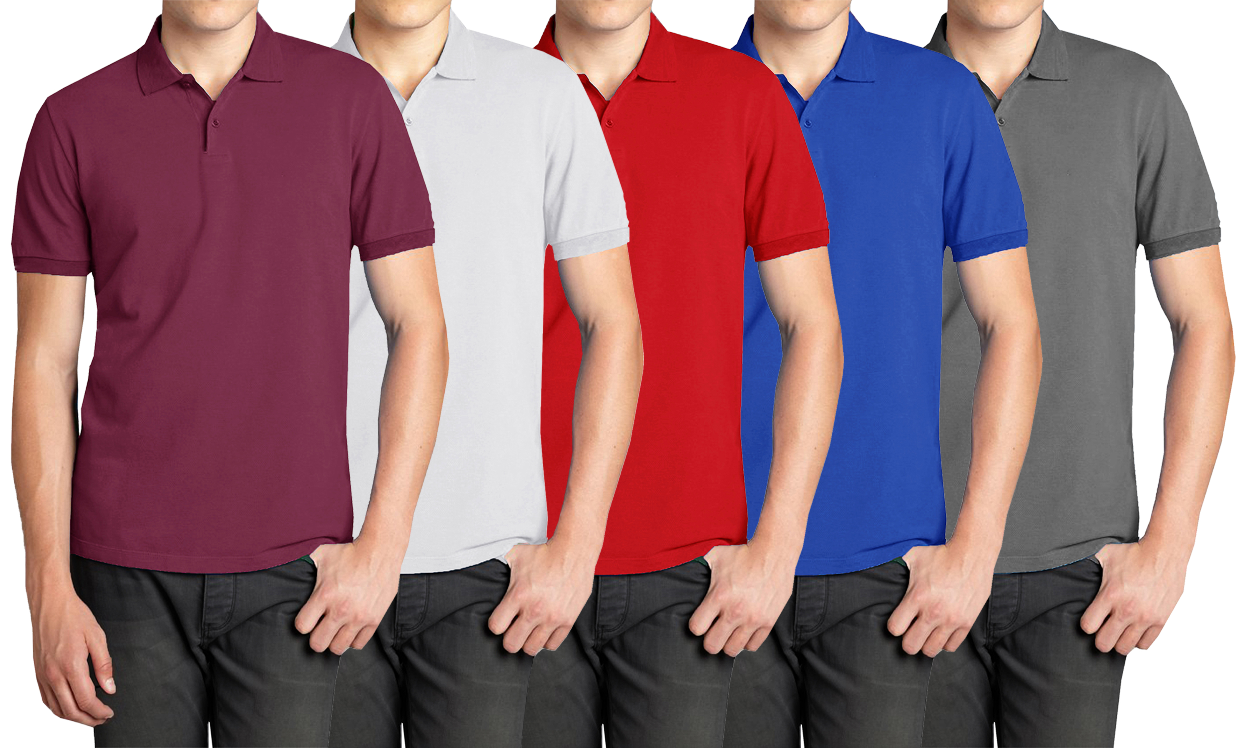 5Pk Men's Classic Polo Golf Shirt - Gallery 14