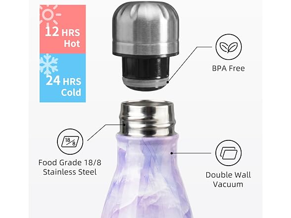 Konokyo 24 Pack 12 oz Insulated Water Bottle