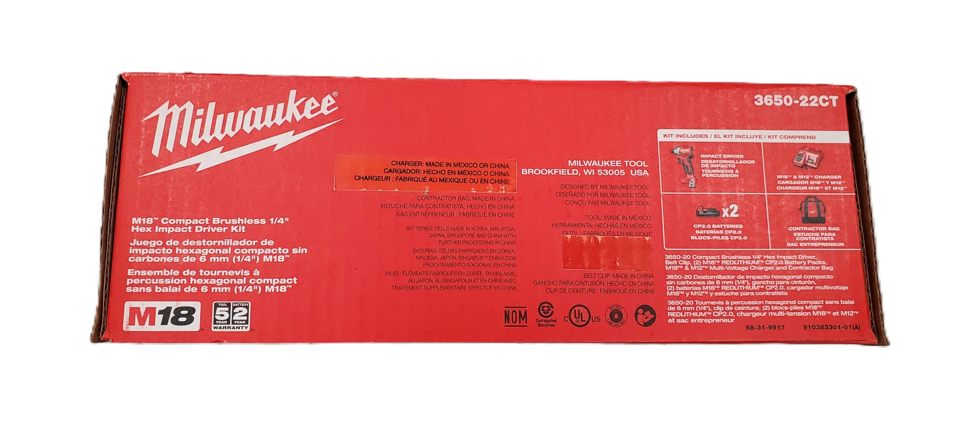 Milwaukee 3650-22CT M18 18V 1/4 in Impact Kit - Gallery 8