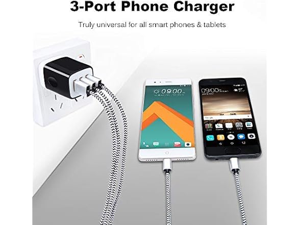 Sicodo 2pk USB Wall Charger, 3-Port