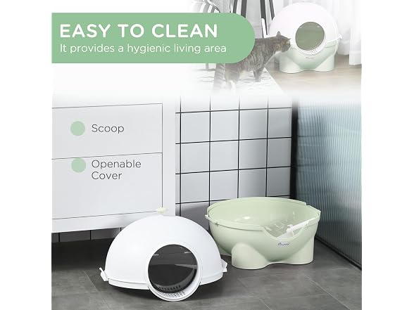 PawHut Hooded Cat Litter Box, Large Kitty Lit