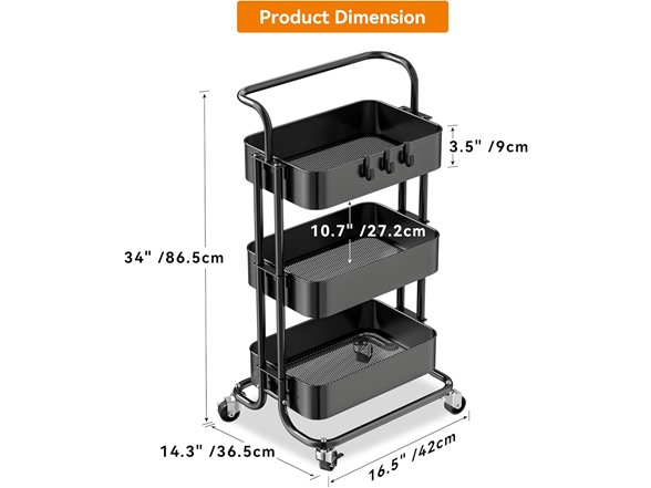 YIPPPPE 3 Tier Mesh Utility Cart