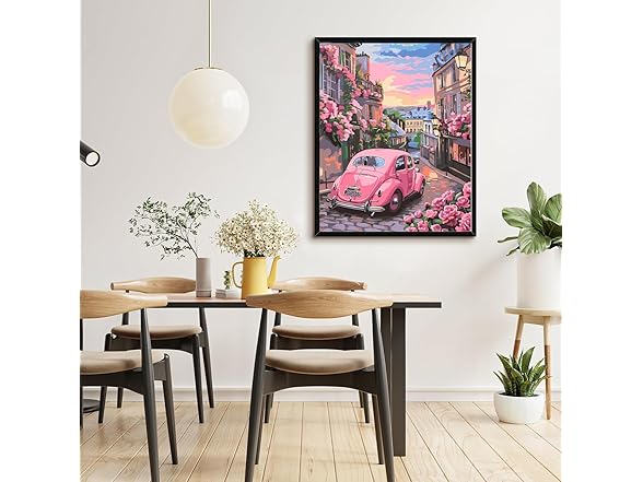 hoshiron Paint by Numbers Kit Vintage Pink Car