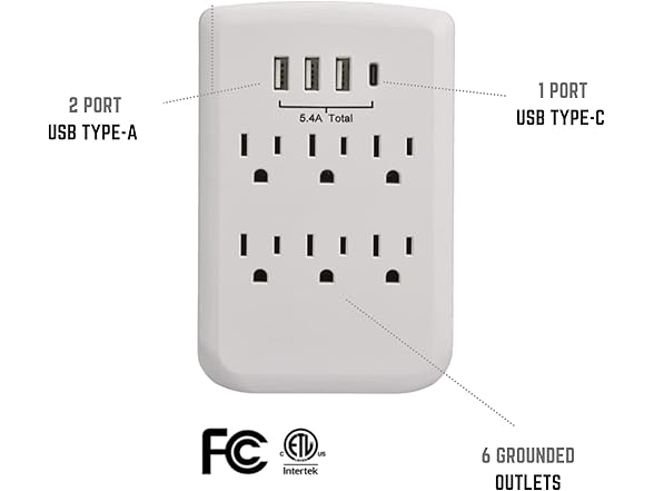 Clear Power 2pack: 6-Outlet Wall-tap