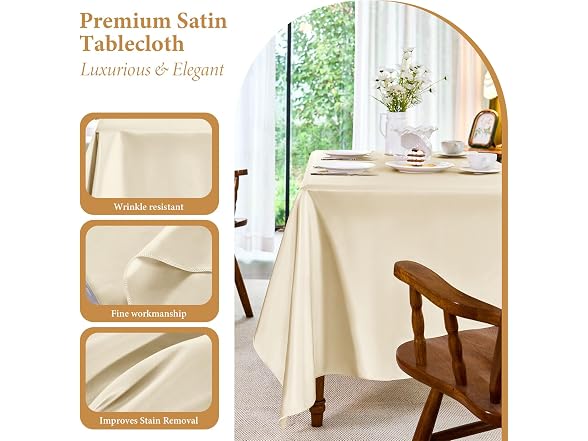 4 Pack Satin Tablecloth 58x102 Inches