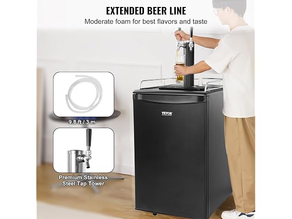 VEVOR Beer Kegerator, Dual Tap Draft