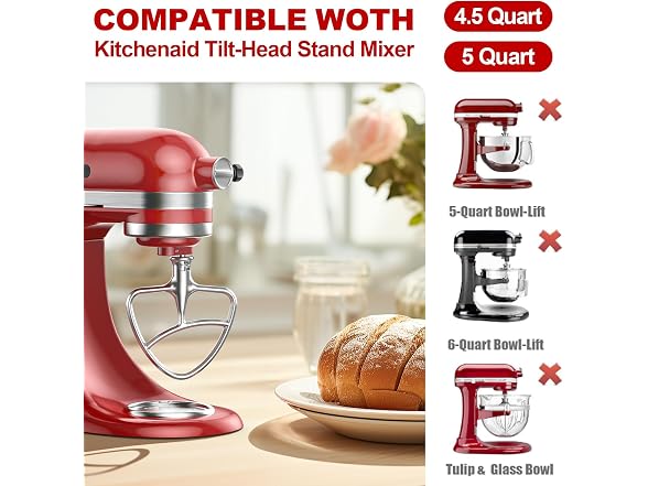 GVODE Stainless Steel Flat Beater for KitchenAid Mixer