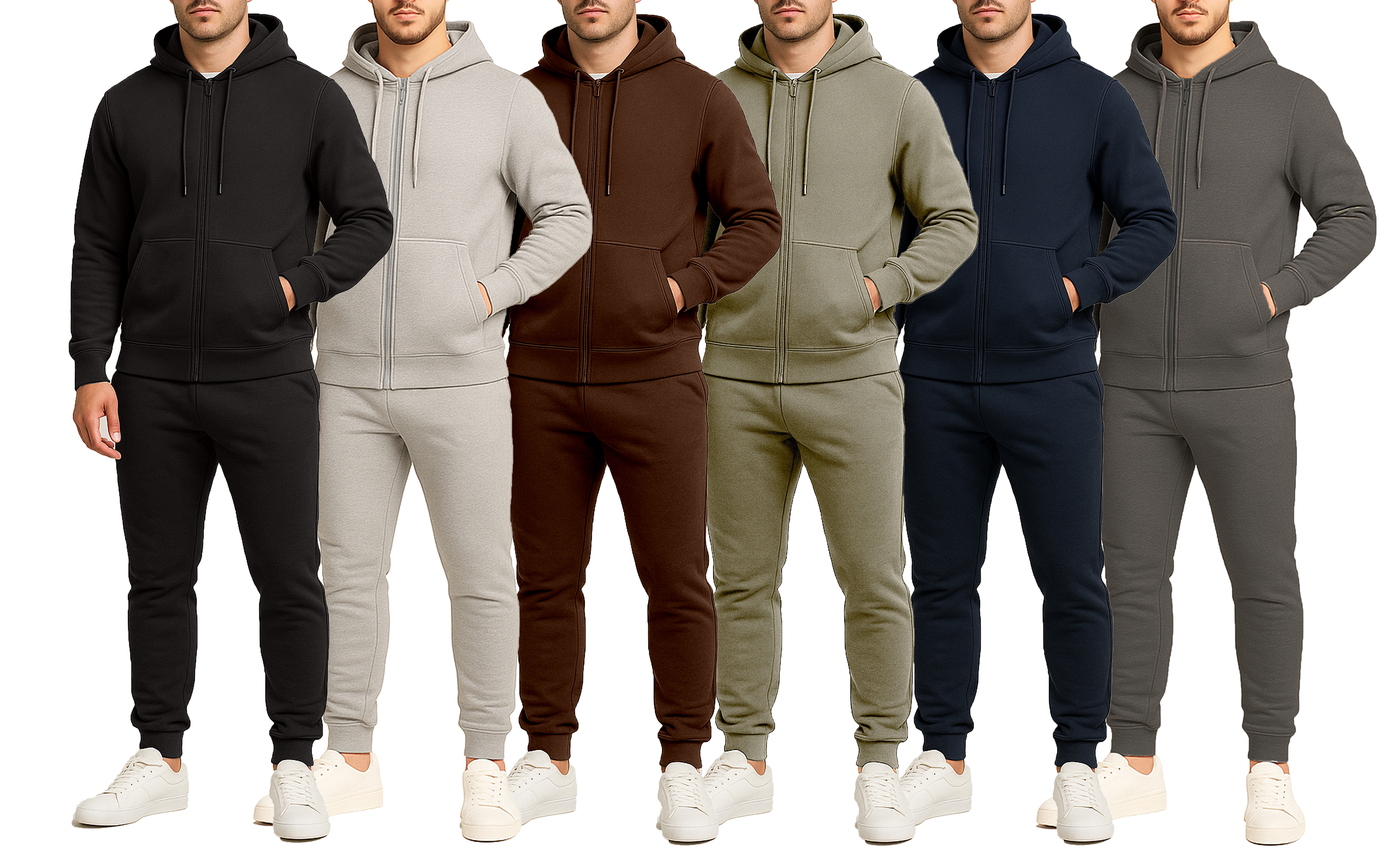 Mens Fleece-Lined Zip Hoodie & Jogger Set - Gallery 21