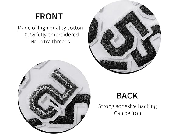 IANZE 9PCS Iron on Letter Patches Black Letter Q