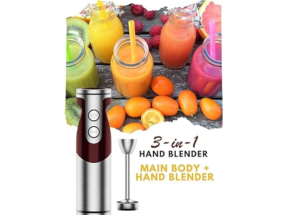 MegaWise 3-in-1 Hand Blender Set with Variable Speed Control