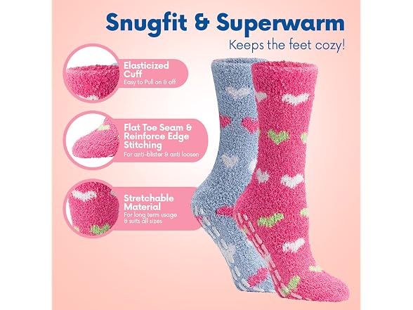 Debra Weitzner Women (9-11) Fuzzy Non-skid Socks