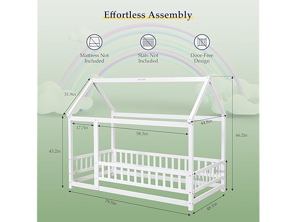 Tatub Kids Twin White House Canopy Bed