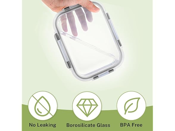 HOMBERKING 8pk Grey Glass Food Containers
