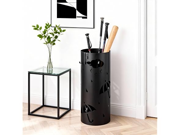 PrecisionAuto Spacious Black Metal Umbrella Stand 