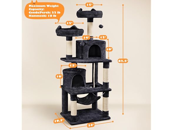 Yaheetech 62.5inches Cat Tree