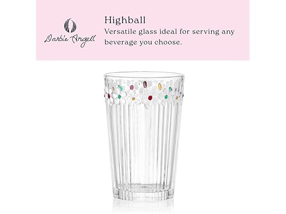 Darbie Angell Painted Daisy Highball Glasses Set of 4