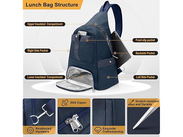 HesLaus Crossbody Lunch Backpack