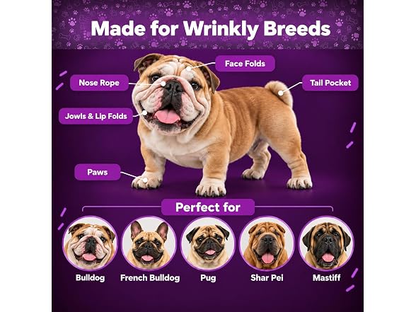 Petazy Pet Wrinkle Wipes for Face Folds