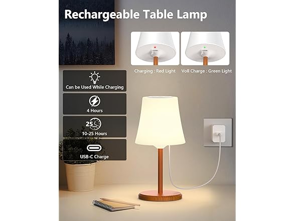 Wood Grain 2 Pack Touch Lights
