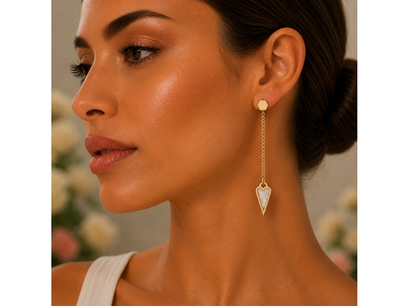 18K Gold Mother of Pearl Heart Drops
