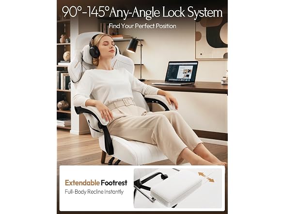 Dowinx Gaming Chair with Neck Massager White