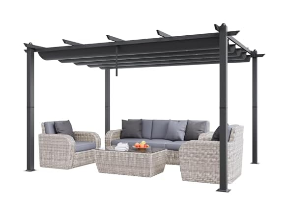 VEVOR 10'x13' Outdoor Retractable Pergola with Canopy
