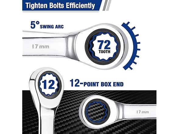 22-Piece Ratcheting Combination Wrenches Green