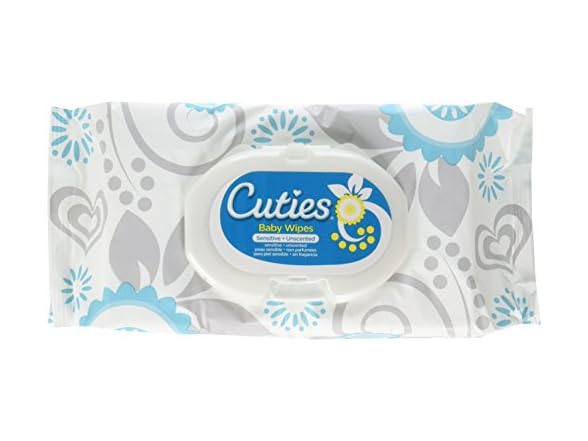 Cuties Premium Baby Wipes, Unscented (12/72s)