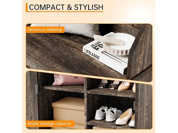 MOVECOM 77'' Farmhouse Hall Tree with Shoe Storage