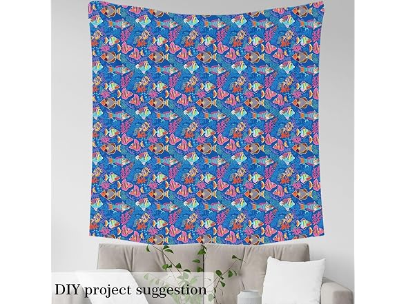 Erosebridal Fish Fabric By The Yard, Coral Starfish