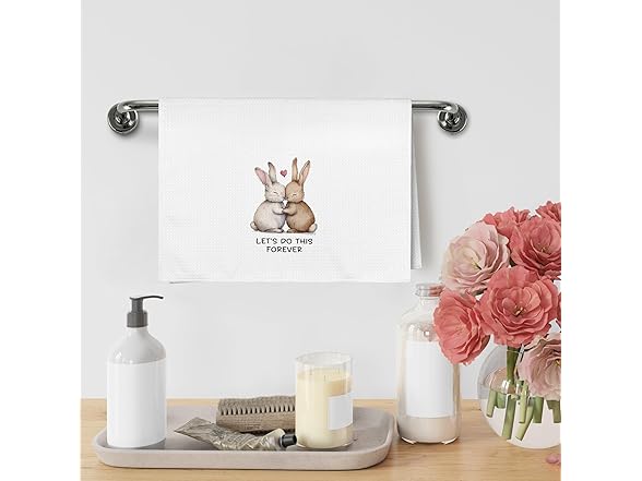 Valentines Easter Bunny Kitchen Towels
