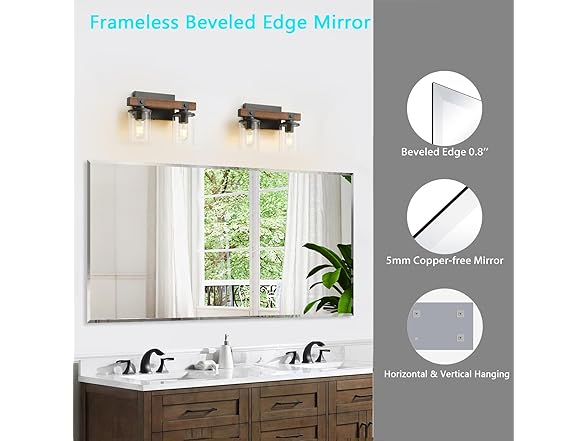 Frameless Beveled Bathroom Mirror