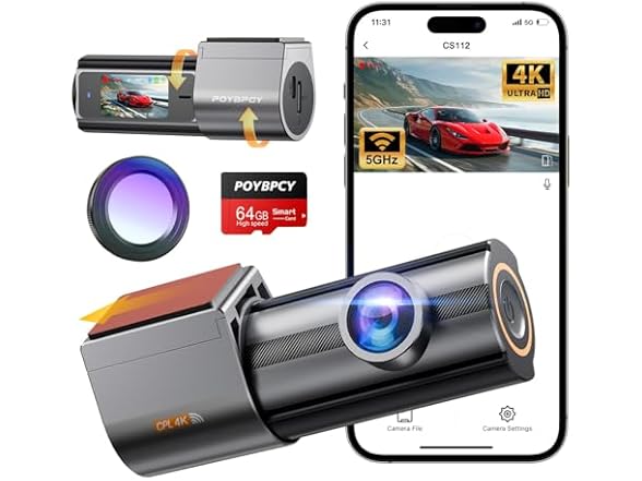 POYBPCY 4K Front Dash Cam Front