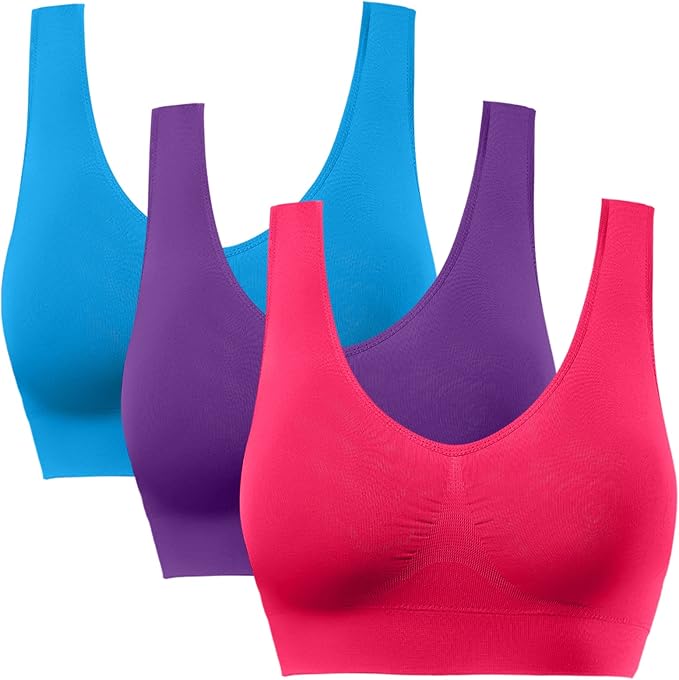 3 Pack Sports Bras with Removable Pads - Gallery 15