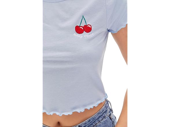 Forever 21 (S) Cherry Graphic Cropped Tee