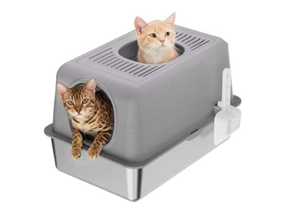 CuisinSmart Enclosed Stainless Steel Cat Litter Box