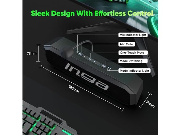 INGA Computer Speakers w/ Detachable Mic