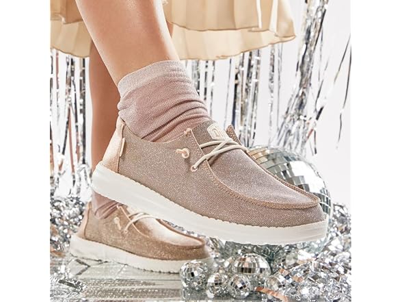 Hey Dude Wendy Metallic Sparkle Women's Shoes (38)